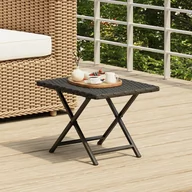 Stoły ogrodowe - vidaXL Składany stolik, czarny, 45x35x32 cm, polirattan - miniaturka - grafika 1