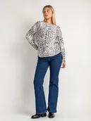 Swetry damskie - Wzorzysty sweter z domieszką wiskozy szary L/XL - miniaturka - grafika 1