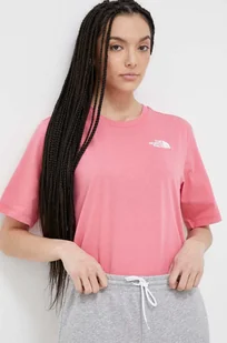 The North Face t-shirt bawełniany kolor różowy - Koszulki sportowe damskie - miniaturka - grafika 1