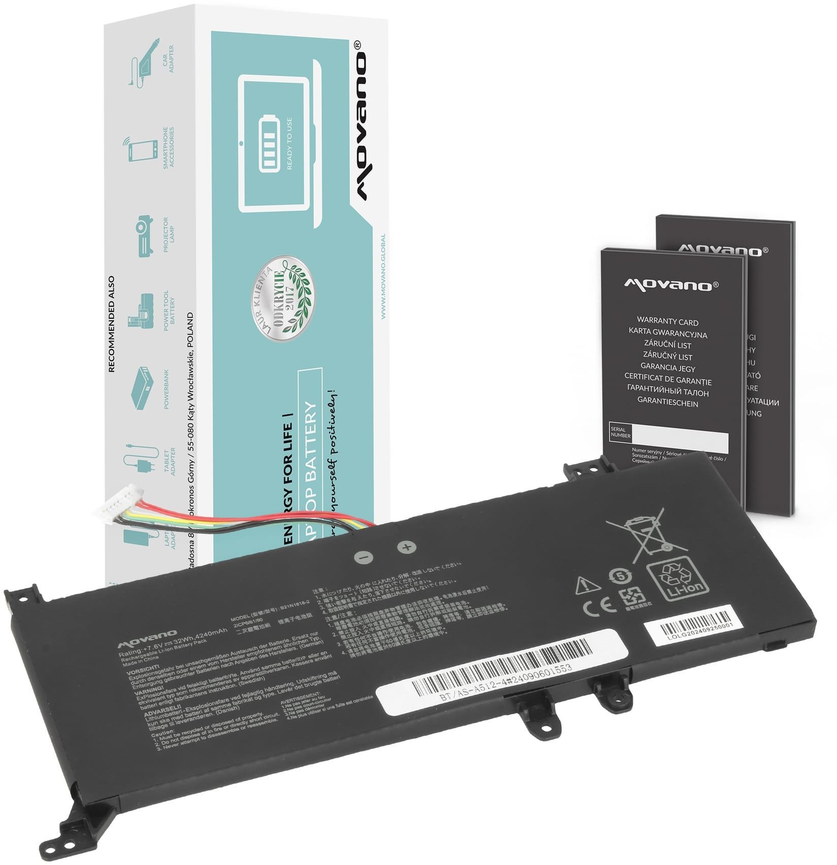 Bateria Movano do Asus Vivobook 14 D415D, 15 X515E