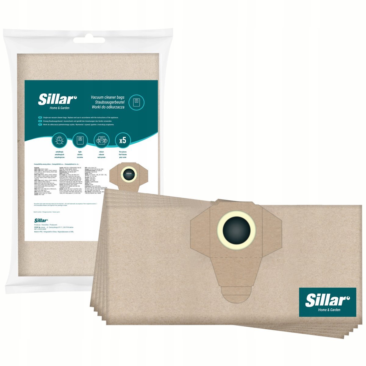 5x Worek do odkurzacza Parkside PWD 20 A1 25 C4 12 A1 PFT 20 A1 PWS PNTS 2A
