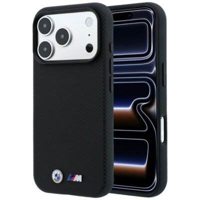 Etui BMW M Quadrille Kevlar Metal Logo MagSafe do Apple iPhone 17 Pro/18 Pro Czarny