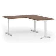 Biurka - Biurko PRIMO BETA L, 1600 x 1800 mm, podstawa biała, orzech - miniaturka - grafika 1