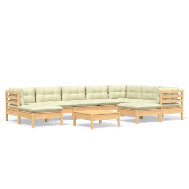 Zestaw wypoczynkowy ogrodowy Kremowy 10szt. poduszek 75x75x63,5 cm
