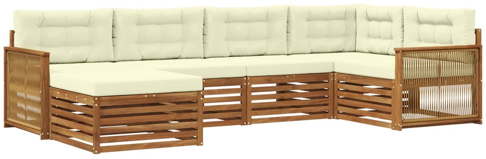 vidaXL Zestaw sof na zewnątrz z poduszką 6 pcs Naturalny i Kremowy