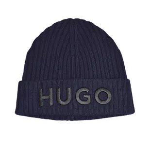 Czapka zimowa beanie Hugo Boss wełniana granatowa - 50495778-410 - Czapki męskie - miniaturka - grafika 1