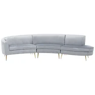 Sofy i kanapy - Sofa półokrągła 4-osobowa welurowa jasnoszara MOSS - miniaturka - grafika 1