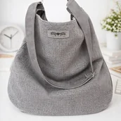 Torebki damskie - Duża boho torba szary XXL na ramię pojemna miejska - miniaturka - grafika 1