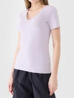 Bluzki damskie - Koszulka Damska 4F T-shirt Bluzka Bawełniana Dekolt w Serek F1990-52S-S - miniaturka - grafika 1