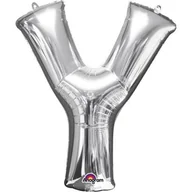 Balony i akcesoria - Balon foliowy, litera Y, srebrny, 76x86 cm, 1 sztuka - miniaturka - grafika 1