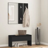Ławki do przedpokoju - vidaXL Zestaw mebli do przedpokoju, czarny, materiał drewnopochodny - miniaturka - grafika 1
