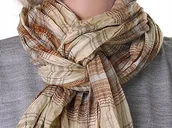 Apaszki i szaliki męskie - WISKOZA 100% Szalik Szal Duży Złoty BEŻOWY W26 - miniaturka - grafika 1