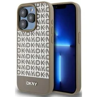 Etui i futerały do telefonów - Oryginalne Etui APPLE IPHONE 15 PRO DKNY Hardcase Leather Printed Pattern Metal Logo MagSafe (DKHMP15LPSOSPW) brązowe - miniaturka - grafika 1