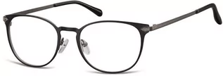Okulary korekcyjne, oprawki, szkła - Sunoptic Okulary Oprawki damskie kocie oczy stalowe 992A czarno grafitowe - grafika 1