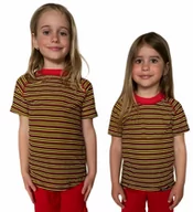 Odzież sportowa dziecięca - COOL kolorowy T-shirt dziecięca .150 .żółto-czarno-czerwone paski - miniaturka - grafika 1