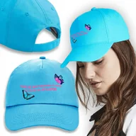 Czapki i chusty sportowe męskie - CZAPKA Niebieska Daszek Na Wiosnę FUCKING FAKE Wz - miniaturka - grafika 1