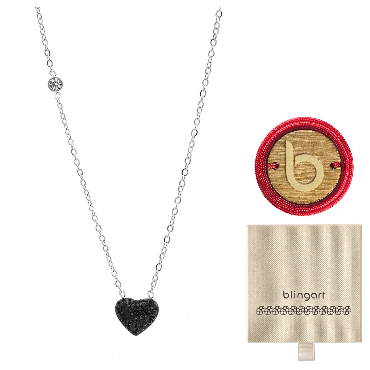 Naszyjnik celebrytka damska stal chirurgiczna serce cyrkonie BLINGART