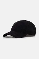 Czapki męskie - Tommy Hilfiger czapka sztruksowa kolor czarny gładka AM0AM12757 - miniaturka - grafika 1