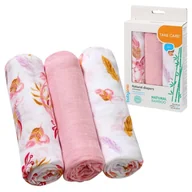Pieluchy - Babyono Naturalne Pieluszki Z Włókien Bambusa Różowe 3 Szt. 3-Pak - miniaturka - grafika 1
