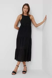 Sukienki - Desigual sukienka kolor czarny maxi rozkloszowana - grafika 1