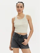 Koszulki i topy damskie - Wrangler Top Logo 112350281 Beżowy Slim Fit - miniaturka - grafika 1