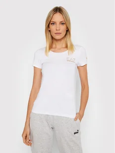 Emporio Armani EA7 T-Shirt 8NTT65 TJDQZ 1100 Biały Slim Fit - Koszulki i topy damskie - miniaturka - grafika 1