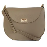 Torebki damskie - Włoska skórzana listonoszka podkówka Vera Pelle , pojemna złote okucia Beżowa VPP38T - miniaturka - grafika 1