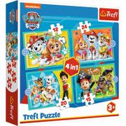 Układanki dla dzieci - Trefl Puzzle 4 w 1 Psi Patrol Wesoła Ekipa - miniaturka - grafika 1