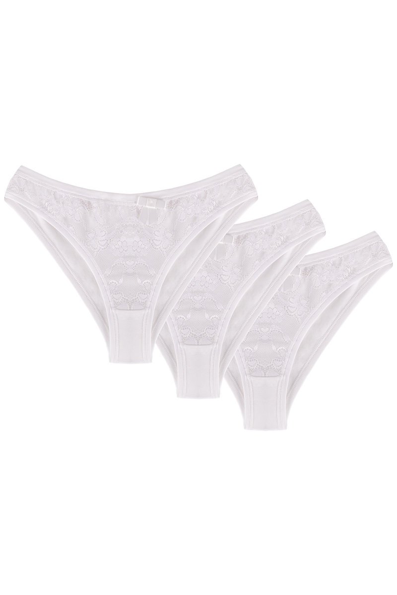 Wol-Bar Soft Pretty 3-pak biały S Majtki figi