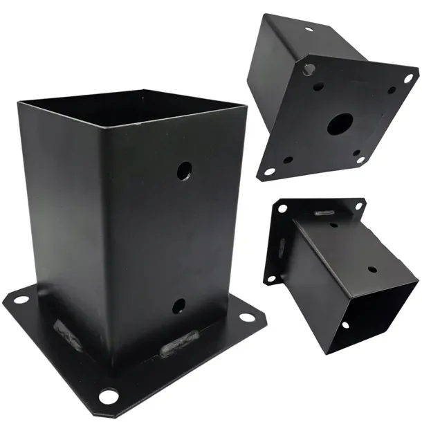 Podstawa Słupa Czarna 100x100mm Przykręcana Do Betonu Wspornik Kotwa10x10cm