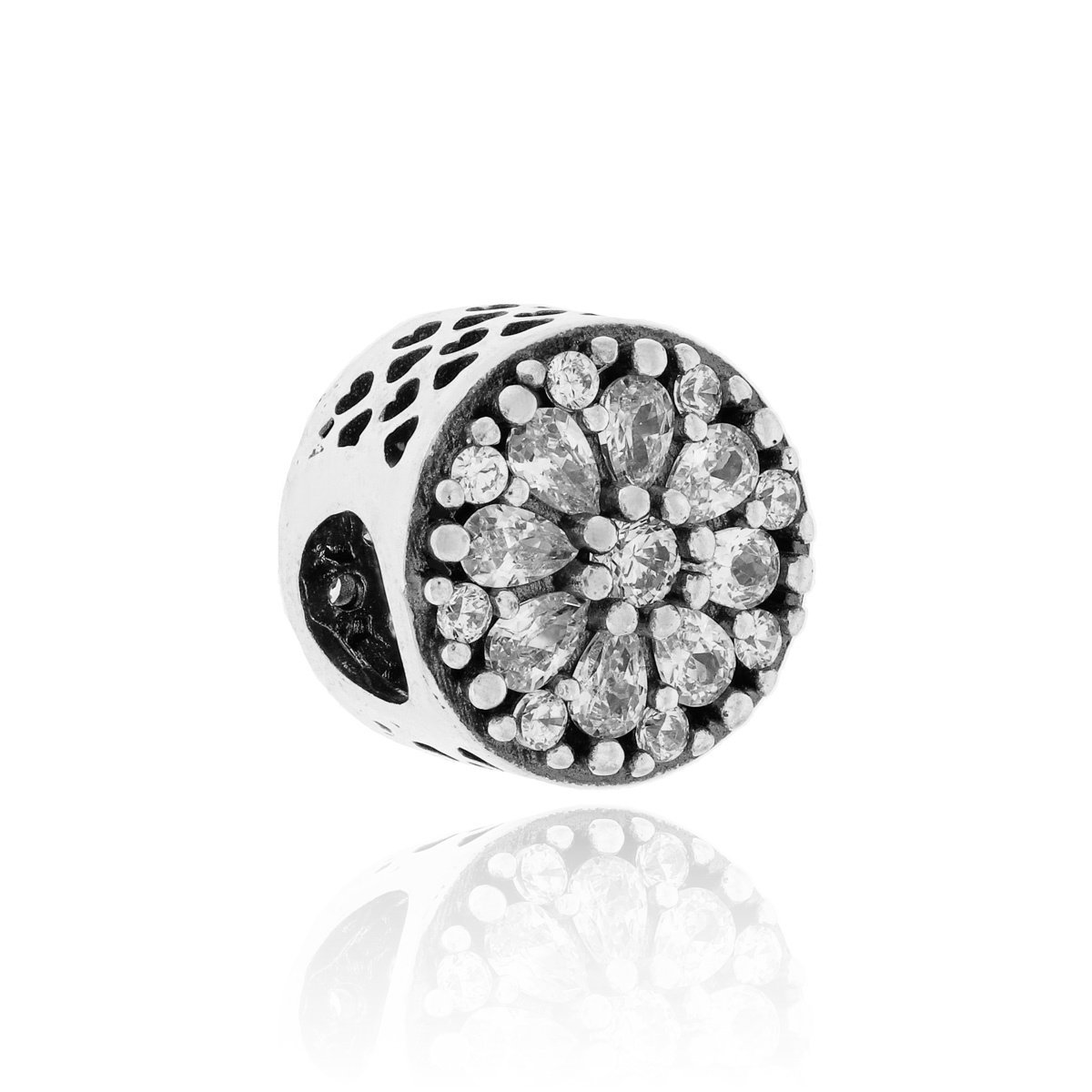 Srebrna zawieszka do bransoletki kwiatek z cyrkoniami pr. 925