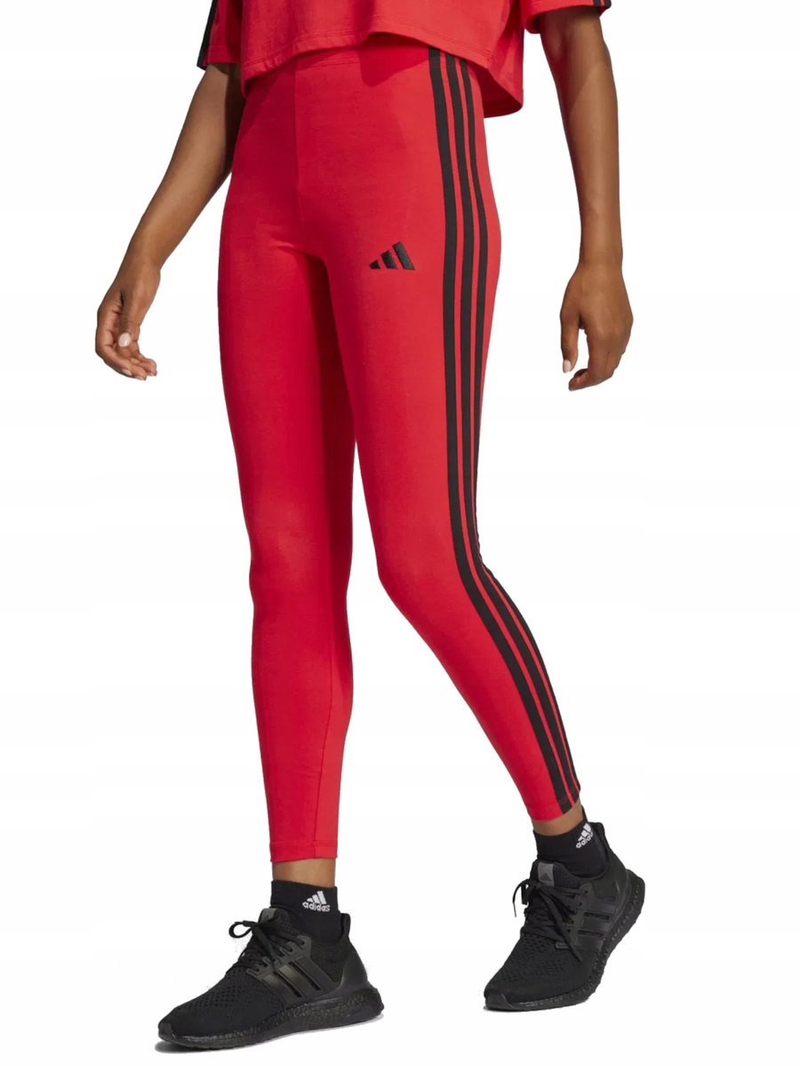 LEGGINSY GETRY ADIDAS Essentials 3-Stripes JE0078 bawełniane czerwone L