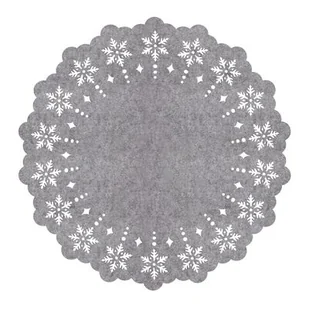 Podkładka filcowa ŚNIEŻYNKA średnica 38 cm szary - Obrusy i serwetki - miniaturka - grafika 1