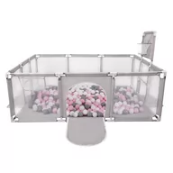 Łóżeczka i kojce - Selonis Boisko BO-100X z piłeczkami 6cm szary: biały-szary-pudrowy róż 180x122x62/200piłek Zabawka kojec - miniaturka - grafika 1