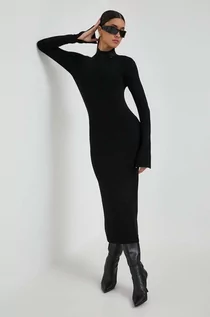 Sukienki - Patrizia Pepe sukienka kolor czarny midi dopasowana - grafika 1