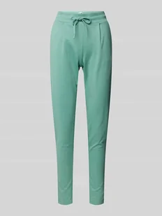 Spodnie o kroju slim fit z zakładkami w pasie i elastycznym pasem model ‘KATE’ - Spodnie damskie - miniaturka - grafika 1