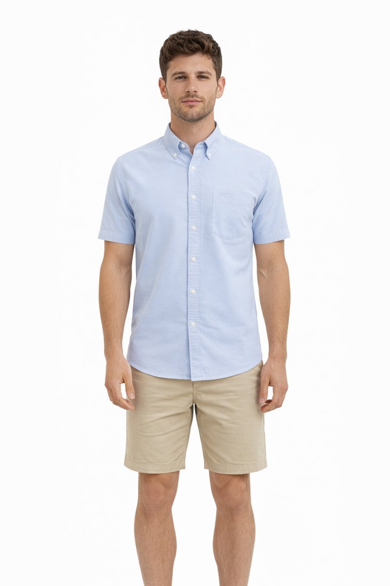 ARMA NIEBIESKA KOSZULA MĘSKA CASUAL Z KRÓTKIM RĘKAWEM XXL I4A