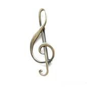 Broszki - Broszka srebrna oksydowana- Klucz wiolinowy duży - miniaturka - grafika 1