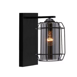 Jonera lampa kinkiet czarny P25 1X40 E27 klosz dymiony 21-08411 - Lampy ścienne - miniaturka - grafika 1