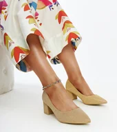 Półbuty damskie - Złote świecące czółenka na słupku Laity-38 - miniaturka - grafika 1