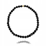 Bransoletki - Bransoletka TURMALIN CZARNY faset 4,0mm gumka Złota Kuleczka 18cm - miniaturka - grafika 1