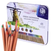 Szkolne artykuły papiernicze - Astra Kredki Ołówkowe Szkolne Z Drewna Cedrowego W Metalowym Pudełku 48 Kolorów - miniaturka - grafika 1