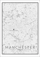 Plakaty - Galeria Plakatu, Manchester, OldTrafford mapa czarno biała, 20x30 cm - miniaturka - grafika 1