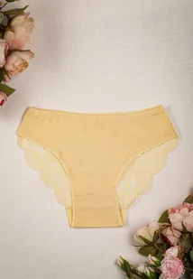 Jasnobeżowe Elastyczne Majtki Figi z Koronkowym Tyłem Deslan - Majtki damskie - miniaturka - grafika 1