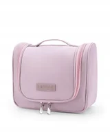 Kosmetyczki, organizery i kuferki - Kosmetyczka Podróżna Z Haczykiem Pojemna Zamek PUCCINI Różowa QML013-3C - miniaturka - grafika 1