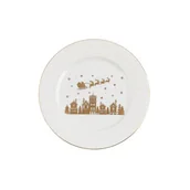 Talerze - Talerz deserowy reliefowany złote domki 20 cm - miniaturka - grafika 1