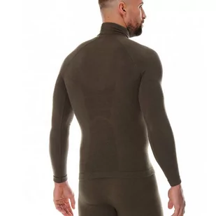 Brubeck - Bluza termoaktywna Ranger Wool - Długi rękaw - Khaki - LS1420M - Bluzy sportowe męskie - miniaturka - grafika 2