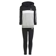 Koszulki i topy damskie - adidas, Essentials 3-Stripes Tiberio, kombinacja, top: czarny/biały/średni szary wrzosowy dół: czarny/biały, 3/4A, dziewczynka - miniaturka - grafika 1