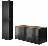 Meble łazienkowe - Zestaw Łazienkowy wiszący Czarny pod Umywalkę 120 Słupek Ryfle fronty Blat - miniaturka - grafika 1