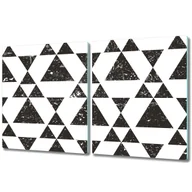 Deski do krojenia - Ozdobna Deska Kuchenna ze Szkła Hartowanego - 2x 40x52 cm - Czarno białe trójkąty - miniaturka - grafika 1